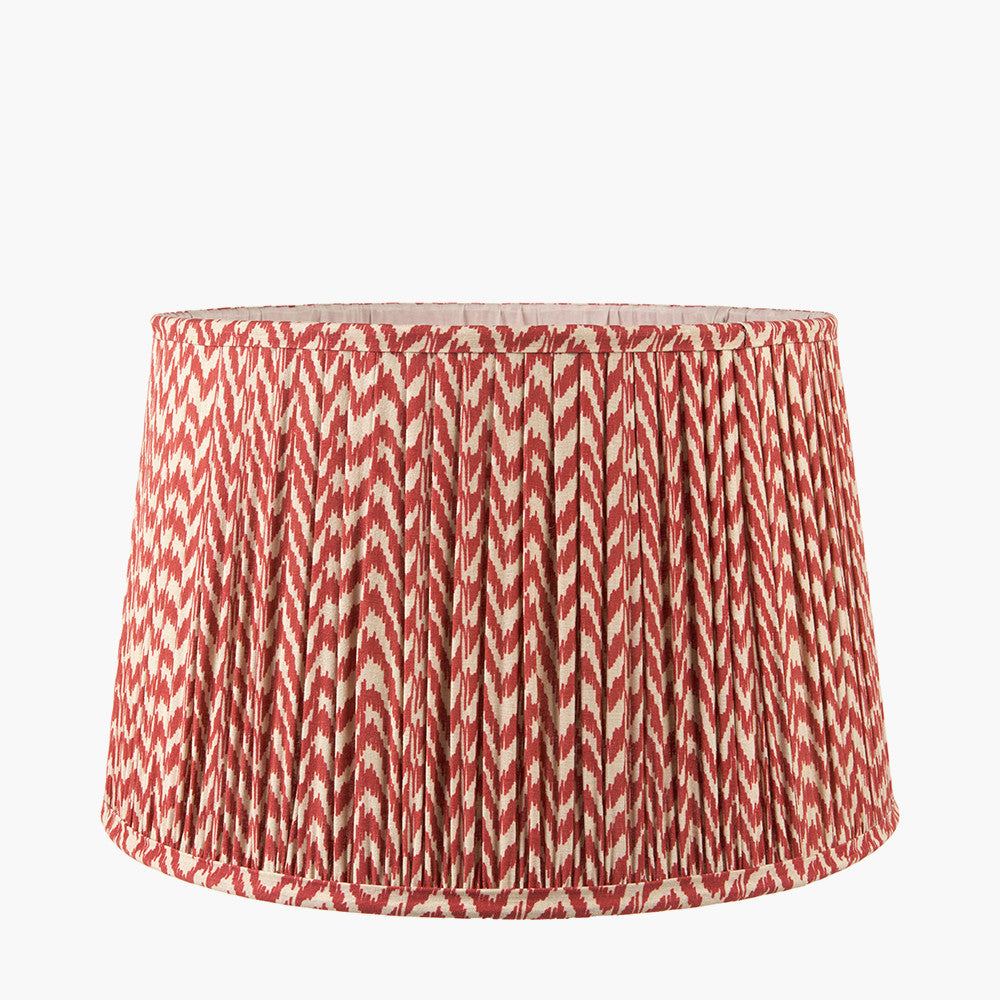 Piero Antique Bronze Metal Candlestick Floor Lamp Base with Vienna 45cm Red Chevron Mushroom Pleat Lampshade