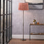 Piero Antique Bronze Metal Candlestick Floor Lamp Base with Vienna 45cm Red Chevron Mushroom Pleat Lampshade