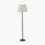 Piero Antique Bronze Metal Candlestick Floor Lamp Base with Thiago 45cm Natural Stripe Mushroom Pleat Tapered Lampshade