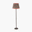 Piero Antique Bronze Metal Candlestick Floor Lamp Base with Floressa 45cm Red Floral Patterned Mushroom Pleat Tapered Lamp Shade