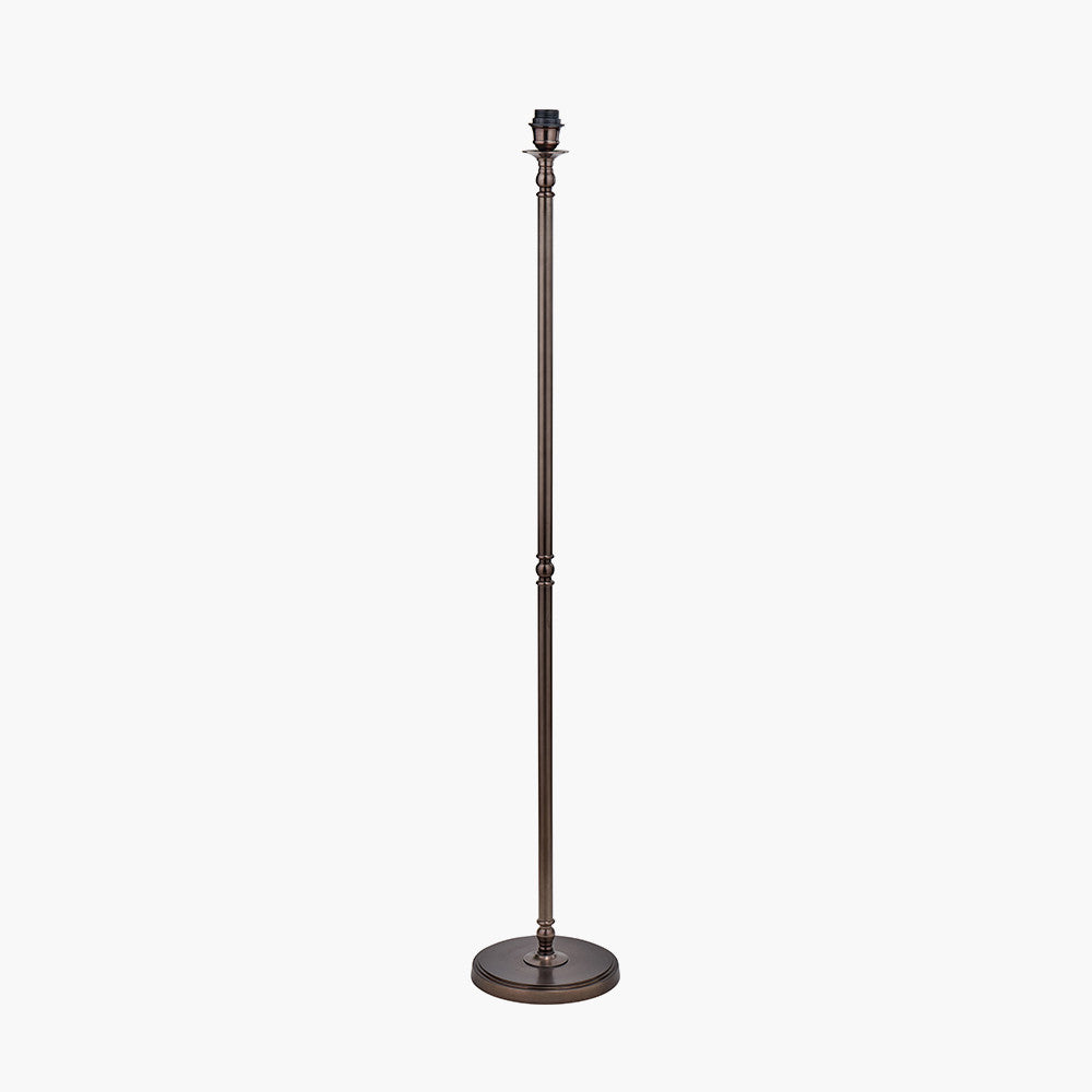 Piero Antique Bronze Metal Candlestick Floor Lamp Base with Floressa 45cm Red Floral Patterned Mushroom Pleat Tapered Lamp Shade