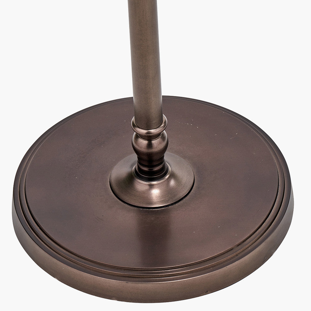 Piero Antique Bronze Metal Candlestick Floor Lamp Base with Floressa 45cm Red Floral Patterned Mushroom Pleat Tapered Lamp Shade