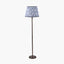 Piero Antique Bronze Metal Candlestick Floor Lamp Base with Kamilah 45cm Blue Chevron Patterned Mushroom Pleat Tapered Lamp Shade