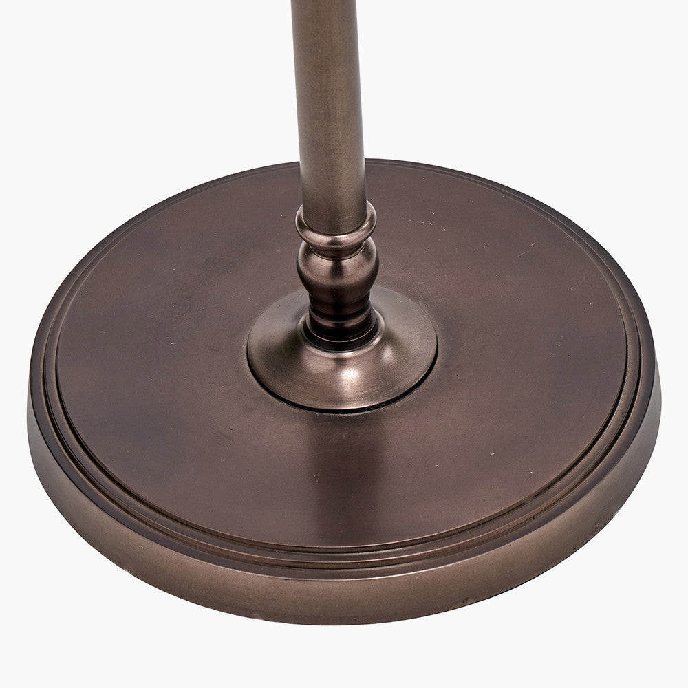Piero Antique Bronze Metal Candlestick Floor Lamp Base with Ornella 45cm Green Floral Design Mushroom Pleat Empire Lamp Shade
