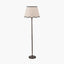 Piero Antique Bronze Metal Candlestick Floor Lamp Base with Tabitha 45cm Cream Jute Scalloped Edge Tapered Lamp Shade with Contrast Binding
