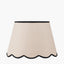Piero Antique Bronze Metal Candlestick Floor Lamp Base with Tabitha 45cm Cream Jute Scalloped Edge Tapered Lamp Shade with Contrast Binding