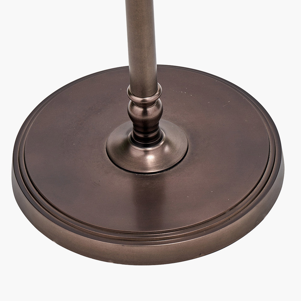 Piero Antique Bronze Metal Candlestick Floor Lamp Base with Garbo 45cm Cream Silk Mix Pinch Pleat Tapered Lampshade