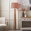 Esha Natural Conical Wood Floor Lamp Base with Milos 50cm Apricot Linen Tapered Lampshade