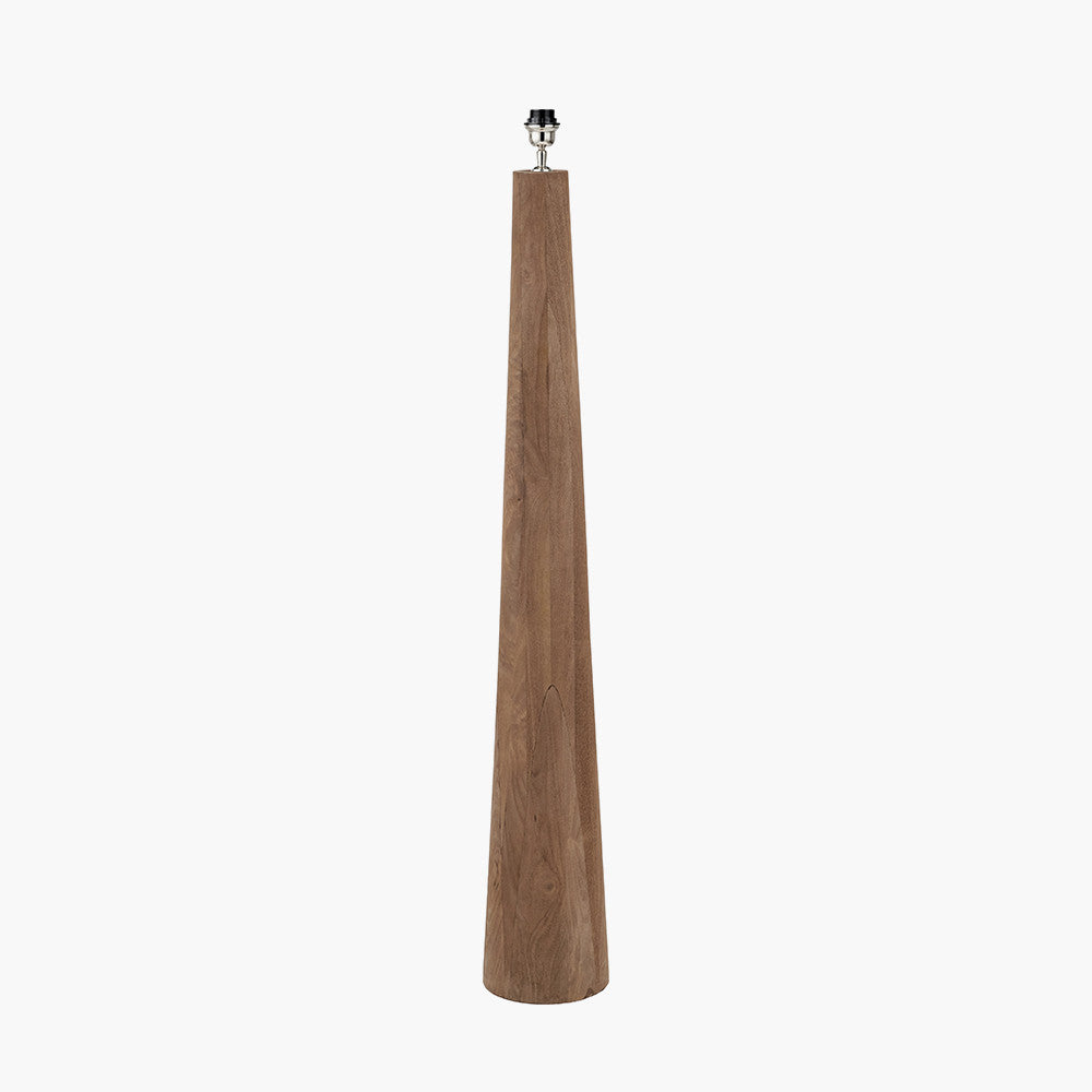 Esha Natural Conical Wood Floor Lamp Base with Edward 50cm Apricot Linen Cylinder Lampshade