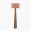 Esha Natural Conical Wood Floor Lamp Base with Edward 50cm Apricot Linen Cylinder Lampshade