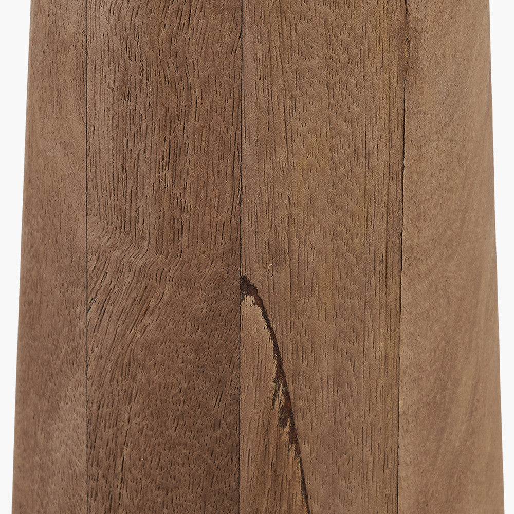 Esha Natural Conical Wood Floor Lamp Base with Rouen 50cm White Boucle Cylinder Lampshade