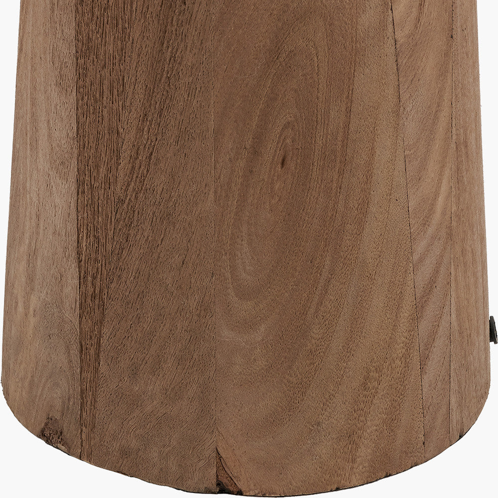 Esha Natural Conical Wood Floor Lamp Base with Rouen 50cm White Boucle Cylinder Lampshade