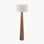 Esha Natural Conical Wood Floor Lamp Base with Rouen 50cm White Boucle Cylinder Lampshade
