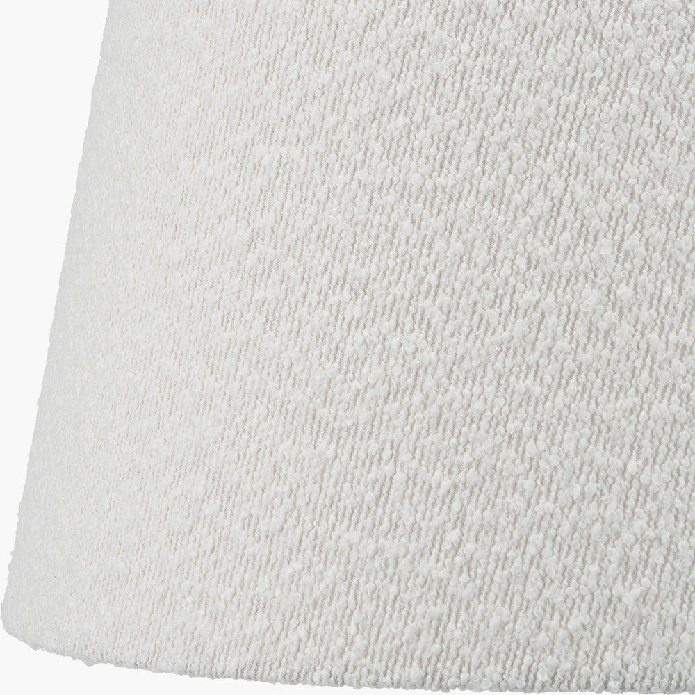Esha Natural Conical Wood Floor Lamp Base with Martigues 50cm White Boucle Tapered Lampshade