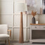 Esha Natural Conical Wood Floor Lamp Base with Martigues 50cm White Boucle Tapered Lampshade