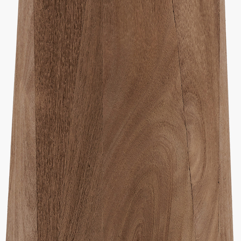 Esha Natural Conical Wood Floor Lamp Base with Lino 50cm White Self Lined Linen Cylinder Lampshade