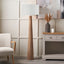Esha Natural Conical Wood Floor Lamp Base with Lino 50cm White Self Lined Linen Cylinder Lampshade
