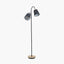 Juna Black Metal and Natural Wood Two Head Floor Lamp