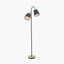 Juna Black Metal and Natural Wood Two Head Floor Lamp