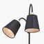 Juna Black Metal and Natural Wood Two Head Floor Lamp
