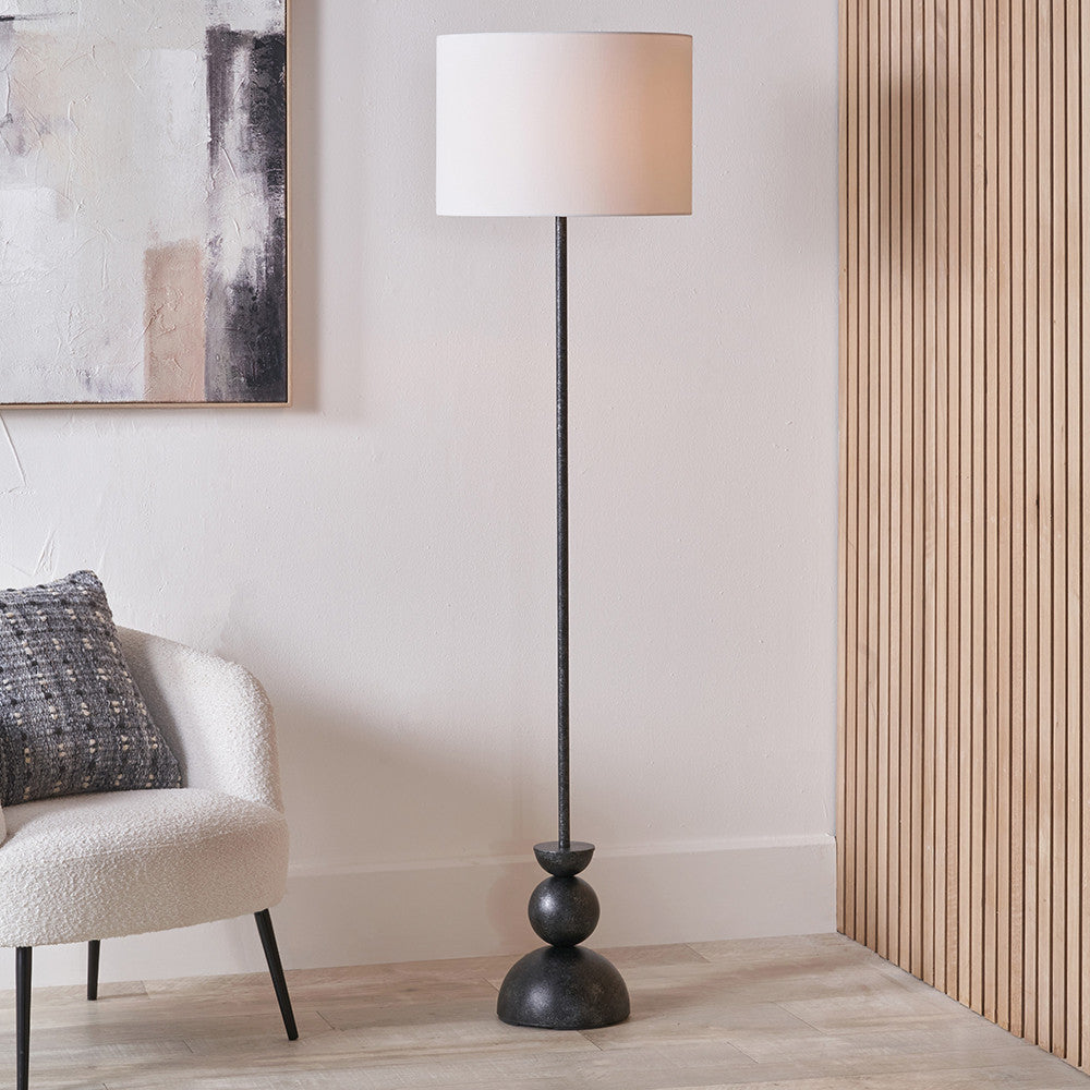 Vala Graphite Metal Textured Effect Ball Floor Lamp