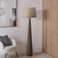 Arbor Verdi Gris Metal Conical Floor Lamp Base with Milos 50cm Natural Linen Tapered Lampshade