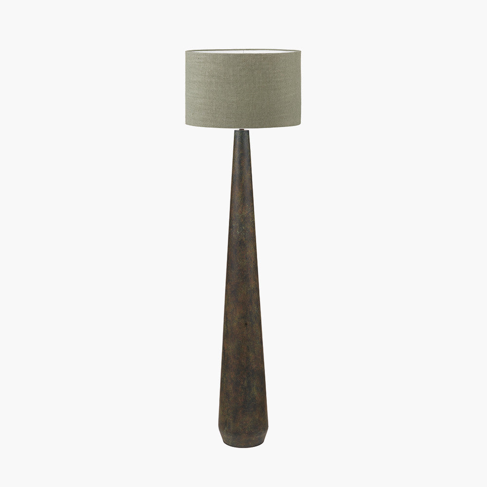 Arbor Verdi Gris Metal Conical Floor Lamp Base with Edward 45cm Pistachio Green Linen Cylinder Lampshade