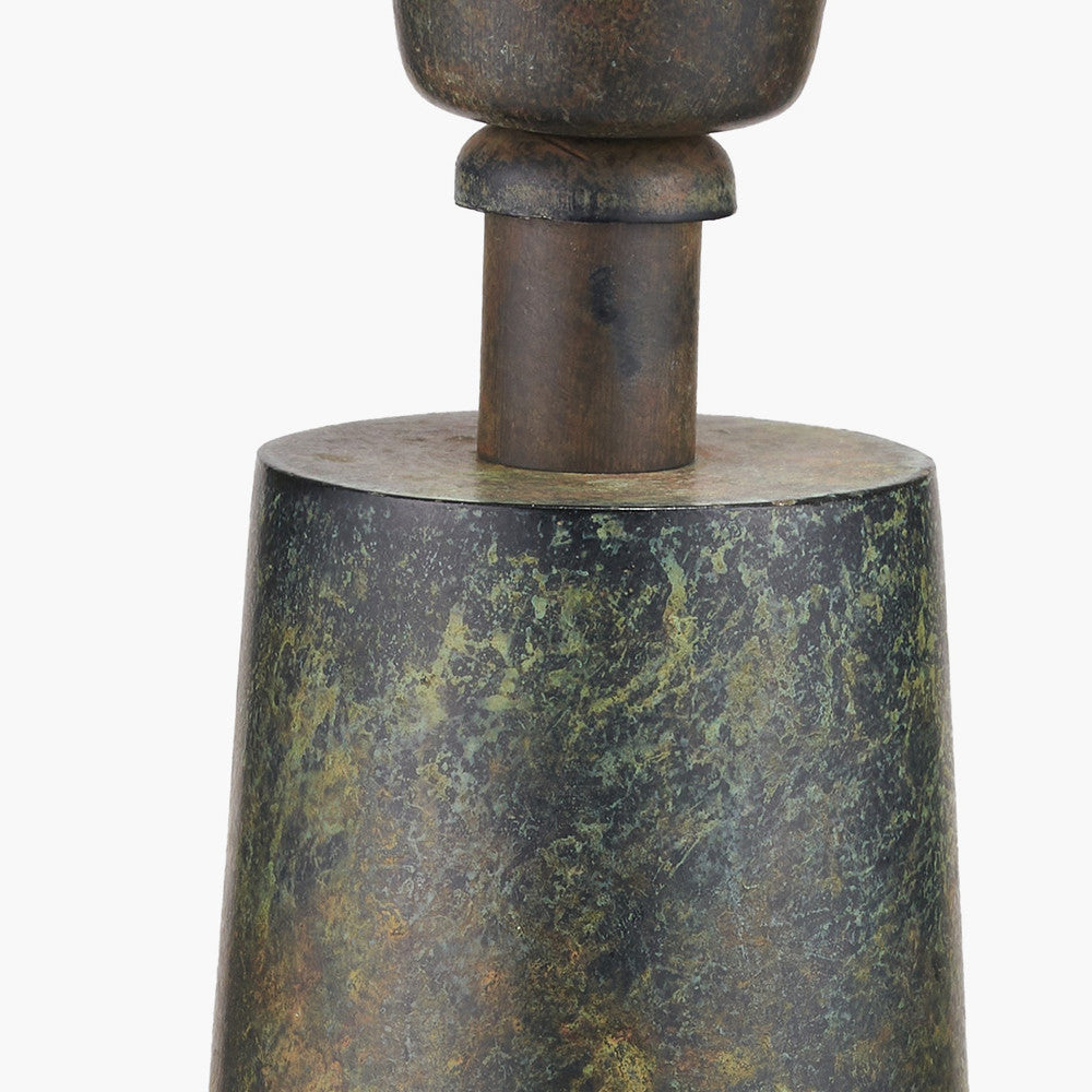 Arbor Verdi Gris Metal Conical Floor Lamp Base with Edward 45cm Pistachio Green Linen Cylinder Lampshade