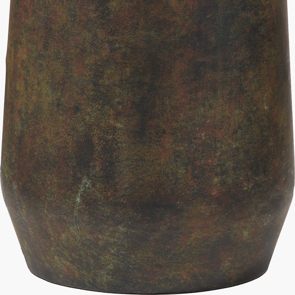 Arbor Verdi Gris Metal Conical Floor Lamp Base with Lino 45cm Black Self Lined Linen Cylinder Lampshade