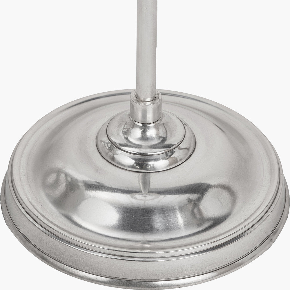 Auden Silver Metal Stick Floor Lamp Base with Adelaide 35cm Black Tapered Cotton Mix Lampshade