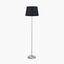 Auden Silver Metal Stick Floor Lamp Base with Adelaide 35cm Black Tapered Cotton Mix Lampshade