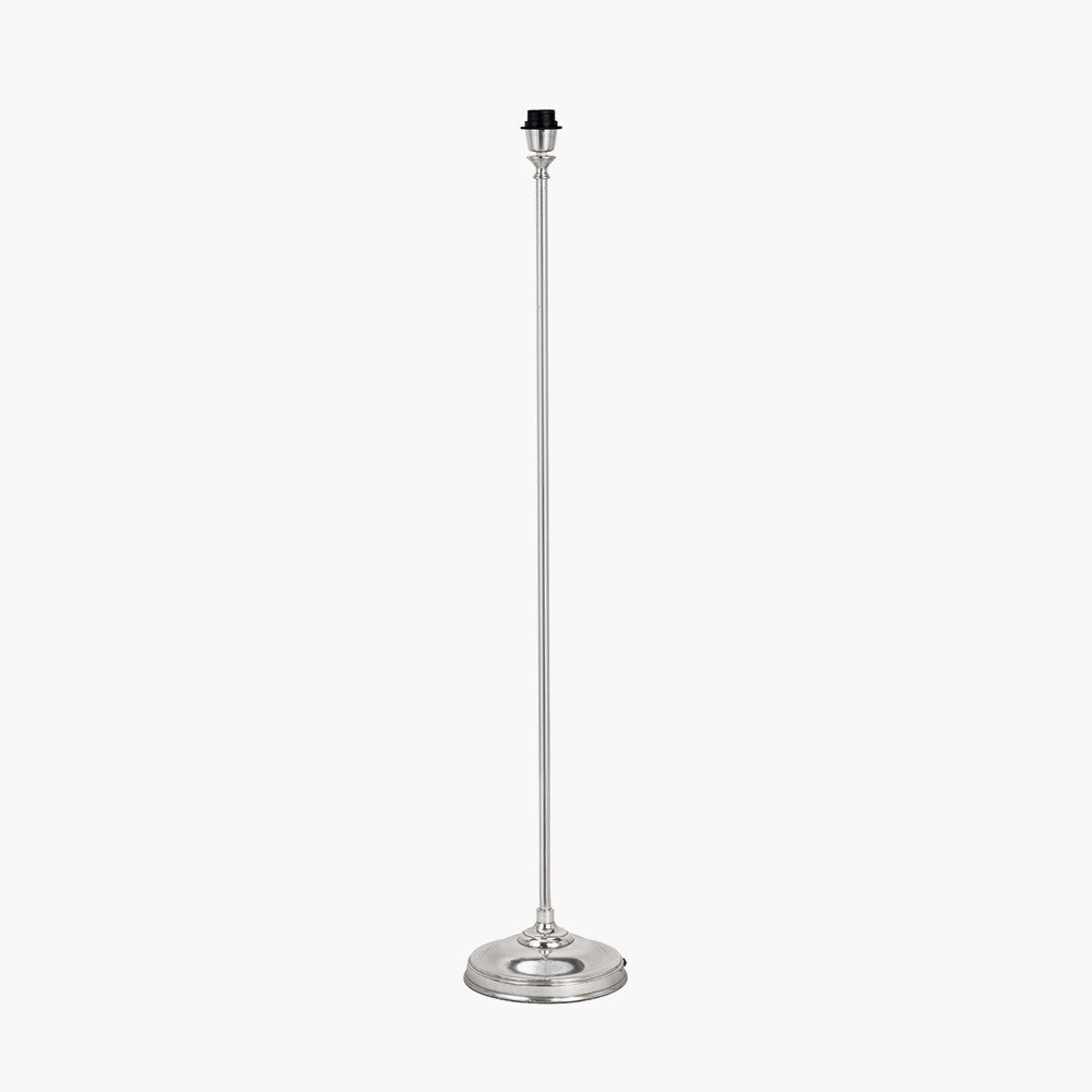 Auden Silver Metal Stick Floor Lamp Base with Adelaide 35cm Ivory Tapered Cotton Mix Lampshade