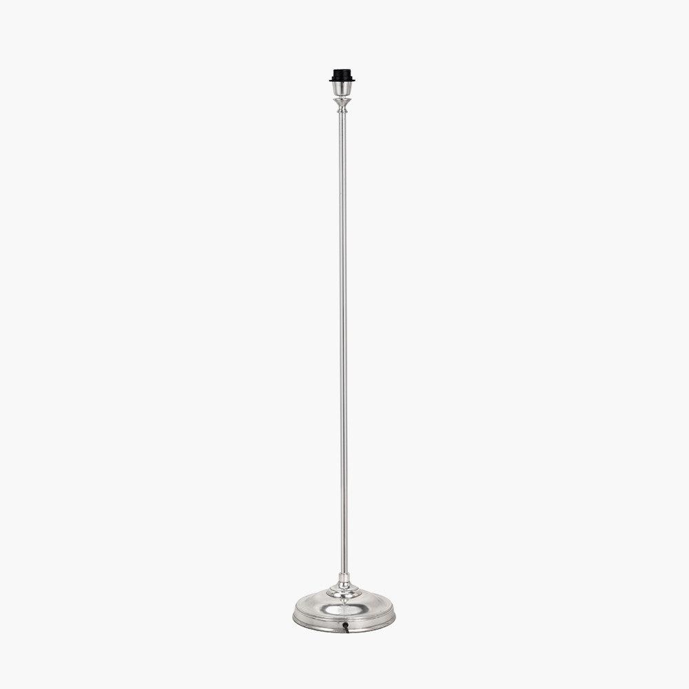 Auden Silver Metal Stick Floor Lamp Base with Adelaide 35cm Ivory Tapered Cotton Mix Lampshade