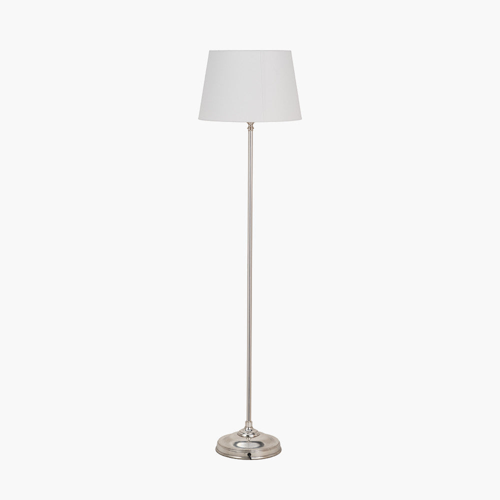 Auden Silver Metal Stick Floor Lamp Base with Adelaide 35cm Ivory Tapered Cotton Mix Lampshade