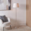 Auden Silver Metal Stick Floor Lamp Base with Adelaide 35cm Ivory Tapered Cotton Mix Lampshade