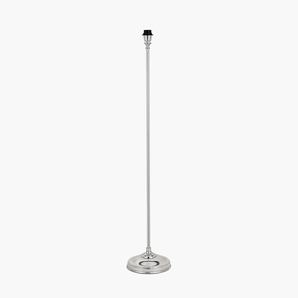 Auden Silver Metal Stick Floor Lamp Base with Adelaide 35cm Steel Grey Tapered Cotton Mix Lampshade