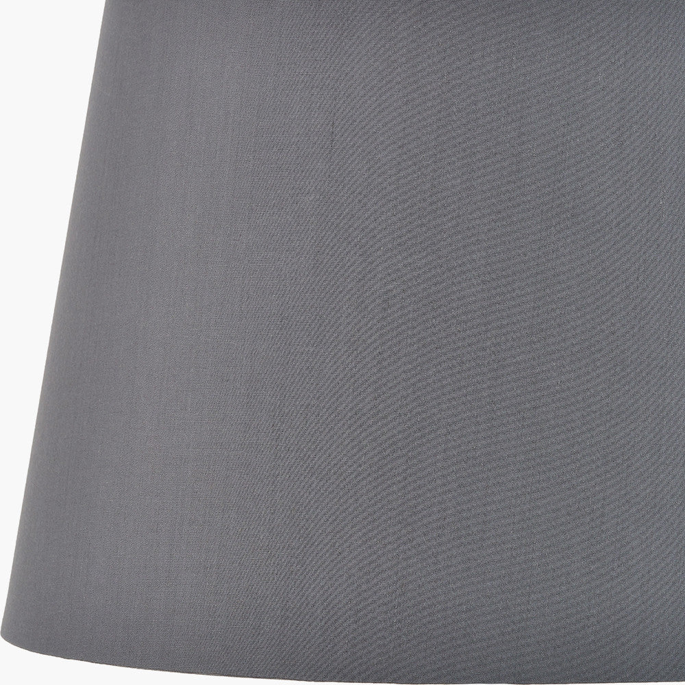 Auden Silver Metal Stick Floor Lamp Base with Adelaide 35cm Steel Grey Tapered Cotton Mix Lampshade