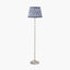 Auden Silver Metal Stick Floor Lamp Base with Kamilah 35cm Blue Chevron Patterned Mushroom Pleat Tapered Lamp Shade