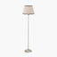 Auden Silver Metal Stick Floor Lamp Base with Tabitha 40cm Cream Jute Scalloped Edge Tapered Lamp Shade with Contrast Binding