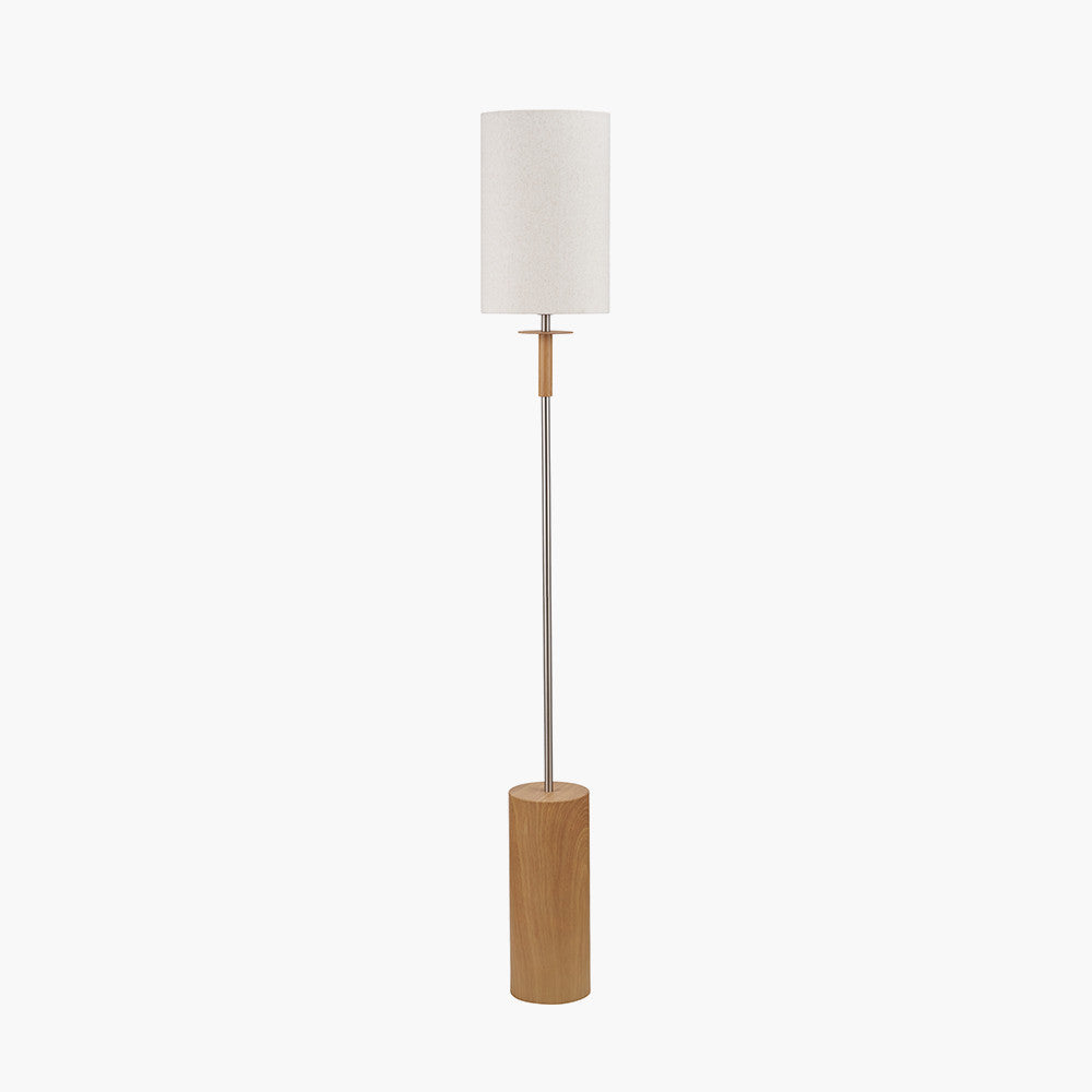 Bonham Natural Wood Veneer and Silver Metal Floor Lamp