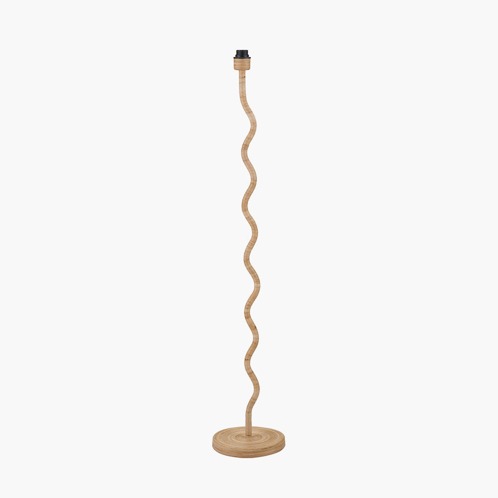 Palau Rattan Wave Floor Lamp Base with Winston 45cm White Handloom Tapered Lampshade