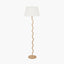 Palau Rattan Wave Floor Lamp Base with Winston 45cm White Handloom Tapered Lampshade
