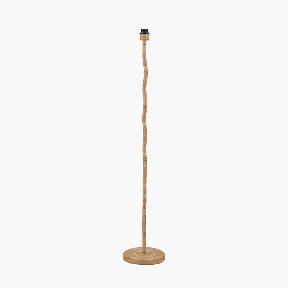 Palau Rattan Wave Floor Lamp Base with Harley 50cm Slubby Hopsack Empire Lampshade