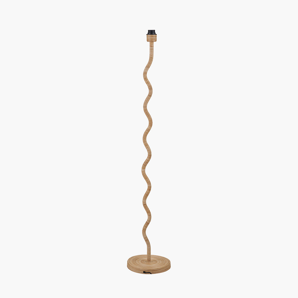 Palau Rattan Wave Floor Lamp Base with Harley 50cm Slubby Hopsack Empire Lampshade