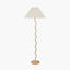 Palau Rattan Wave Floor Lamp Base with Harley 50cm Slubby Hopsack Empire Lampshade