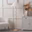 Palau Rattan Wave Floor Lamp Base with Harley 50cm Slubby Hopsack Empire Lampshade