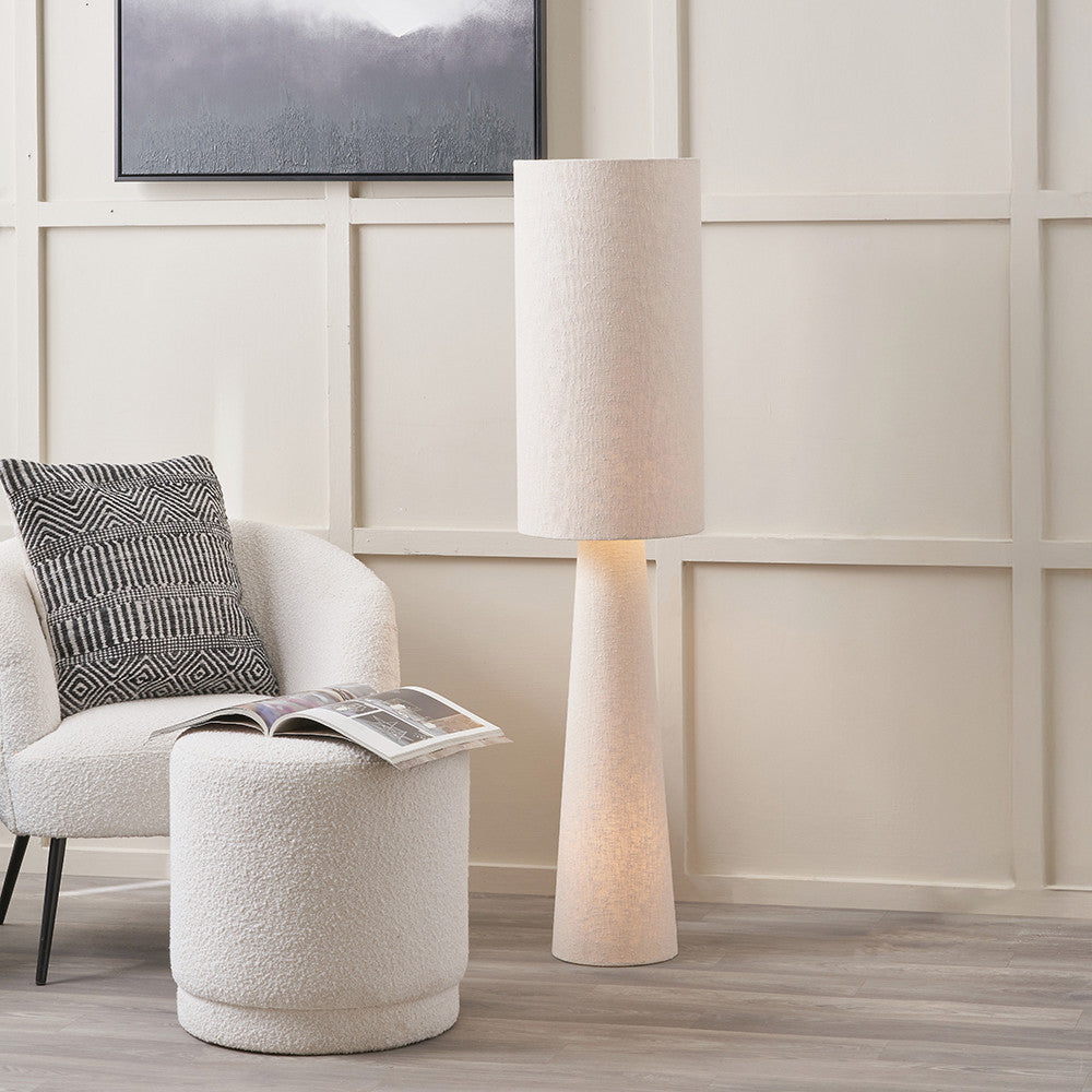 Mirissa White Slubby Handloom Fabric Floor Lamp