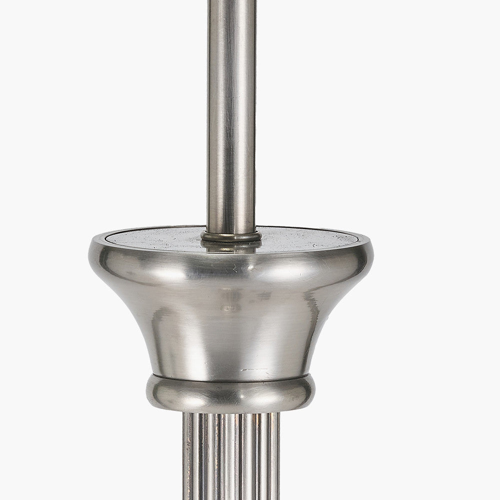 Salvatore Antique Silver Metal Floor Lamp Base with Winston 45cm Grey Handloom Tapered Lampshade