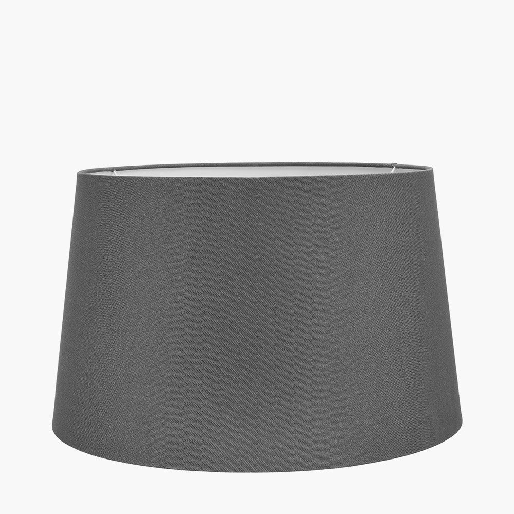 Salvatore Antique Silver Metal Floor Lamp Base with Winston 45cm Grey Handloom Tapered Lampshade