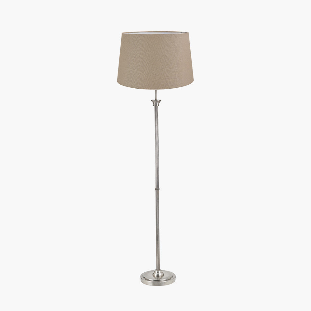 Salvatore Antique Silver Metal Floor Lamp Base with Winston 45cm Taupe Handloom Tapered Lampshade